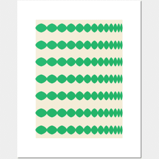 White Green - Round Pattern Posters and Art